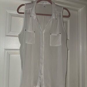 Ambiance White Sleeveless Blouse
